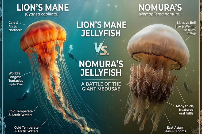 Lion’s Mane Jellyfish vs. Nomura’s Jellyfish